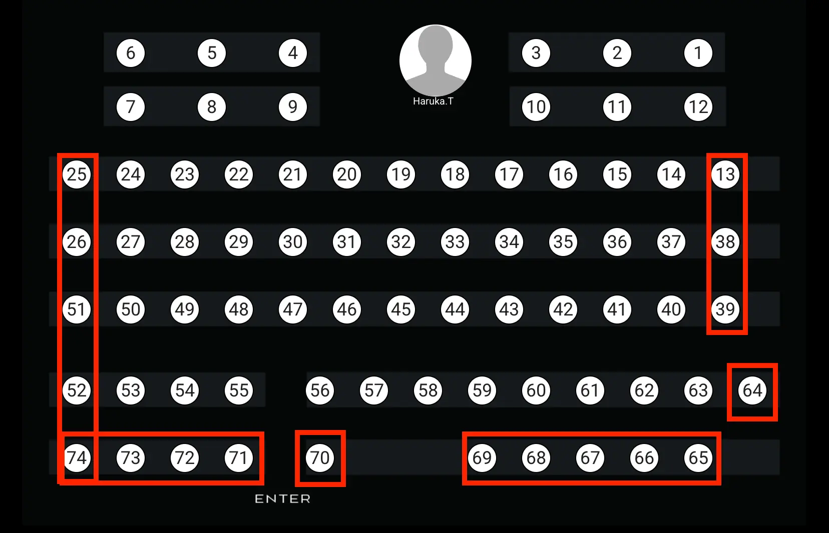 Feelcycle池袋店のバイク選択画面の画像