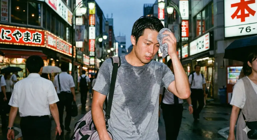 フィールサイクルのレッスン後に滝汗が出続けている人の様子